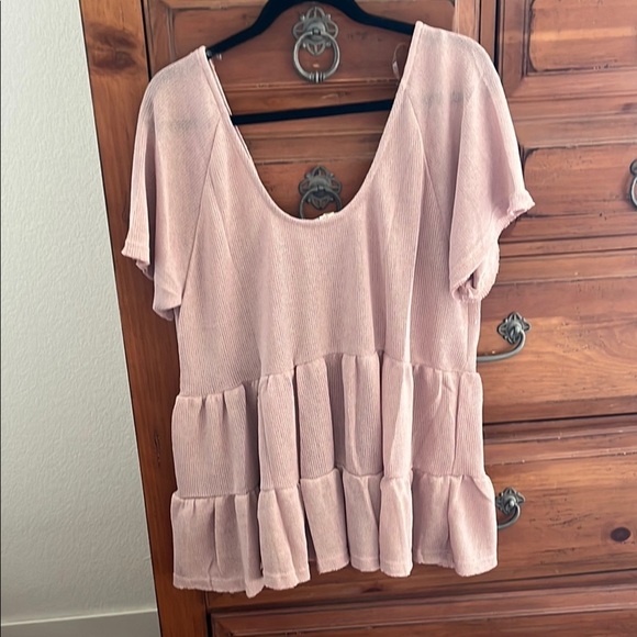 POL Pinkish Tan Ruffle Tunic Top NWOT - Picture 4 of 9